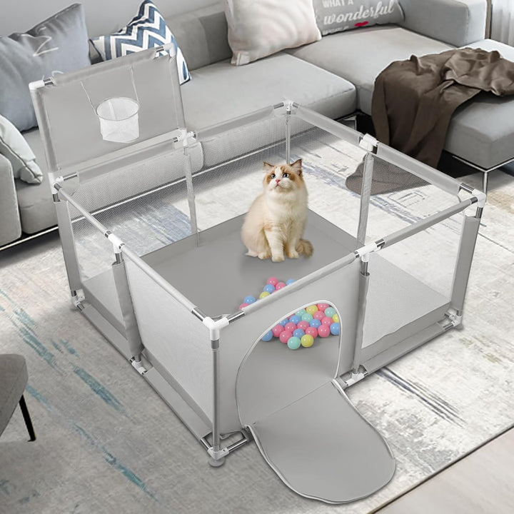 Laufstall Baby,Laufgitter mit atmungsaktivem Netz, sichere Spielecke, Oxford-Gewebe, Playpen, kinder