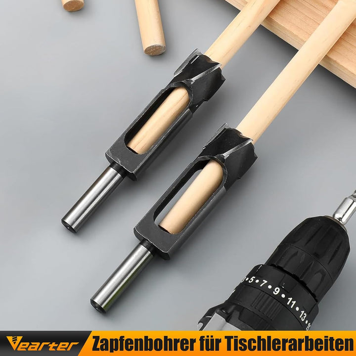 5 Stück Zapfenbohrer Set für Tischlerarbeiten, Rundschaft Kohlenstoffstahl Zapfenschneider Dübelbohr