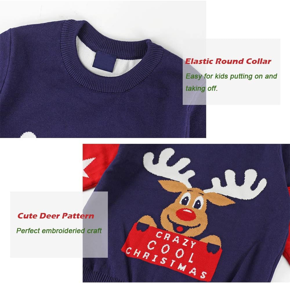 Minizone Baby Winter Strickpullover Weihnachten Langarm Sweatshirts Warme Kleidung 1-6 Jahre 1-2 Jah