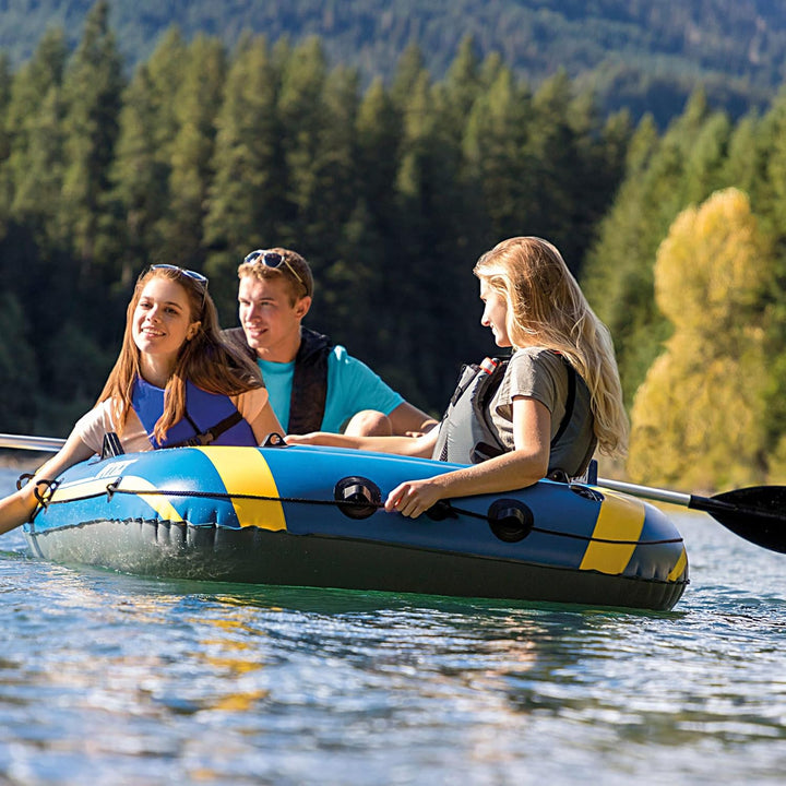 Intex Challenger 3 Set Schlauchboot - 295 x 137 x 43 cm - 3-teilig - Blau / Gelb Single, Single