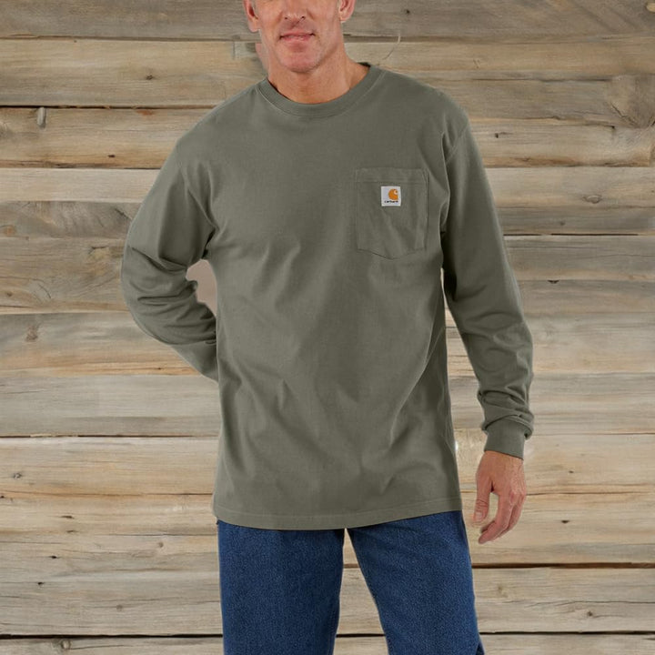 Carhartt Herren Loose Fit Heavyweight Long-Sleeve Pocket T-Shirt L Dusty Olive, L Dusty Olive