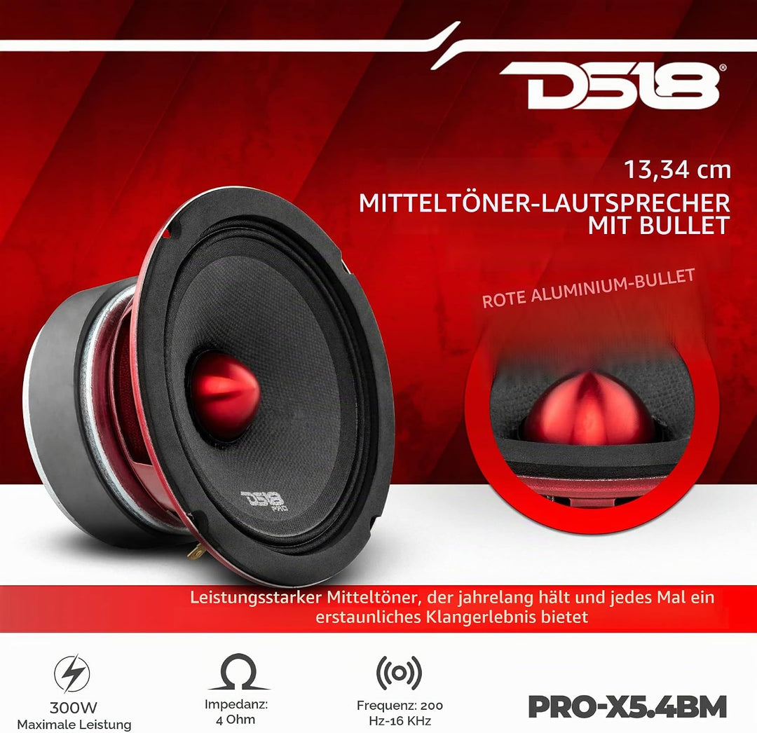 DS18 PRO-X5.4BM PRO Series Midrange Kugel Lautsprecher - Set von 1-5,25" 5.25 Inches 13 cm 13 Zentim