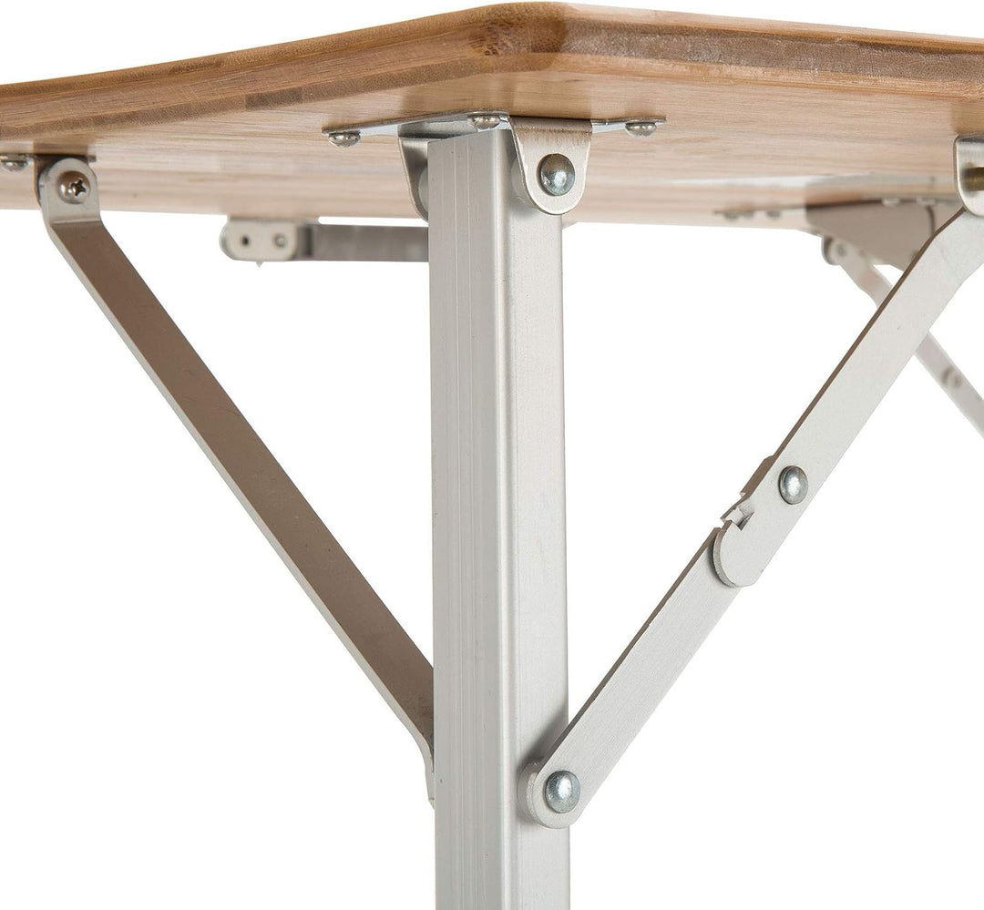 KingCamp Bambus Camping Falt Tisch Garten Klapptisch Alu Holz 3Höhen Verstellbar