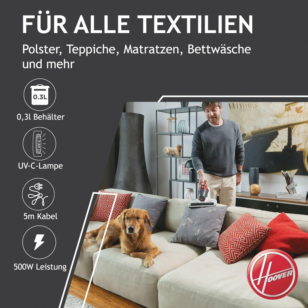 Hoover Ultra Vortex Matratzenreiniger – Milbensauger mit UV-Licht & Vibration für hygienische Reinig