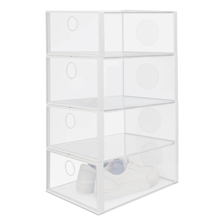 Schuhboxen 4 Stück Stapelbar Schuhaufbewahrung 33.5x23x13 cm Transparent Schuh Organizer Aufbewahrun