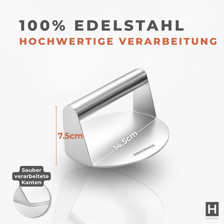 Patty Presse aus Edelstahl – Formring zur Portionierung von Fleisch – wiederverwendbares Küchenzubeh