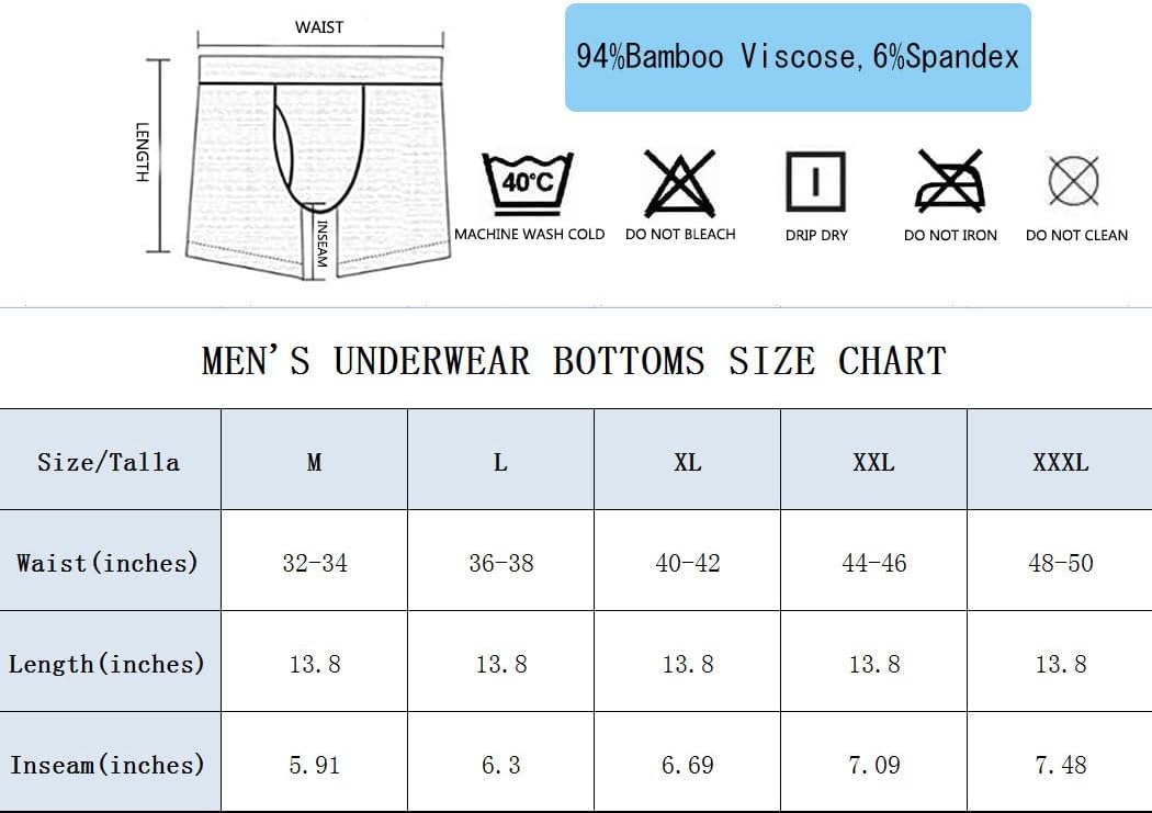 ZUOLAIYIN Bambus Boxershorts für Herren Atmungsaktiv Weicher Beutel Unterwäsche Shorts Sportliche Sp