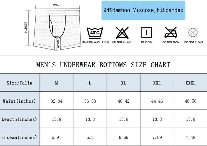 ZUOLAIYIN Bambus Boxershorts für Herren Atmungsaktiv Weicher Beutel Unterwäsche Shorts Sportliche Sp