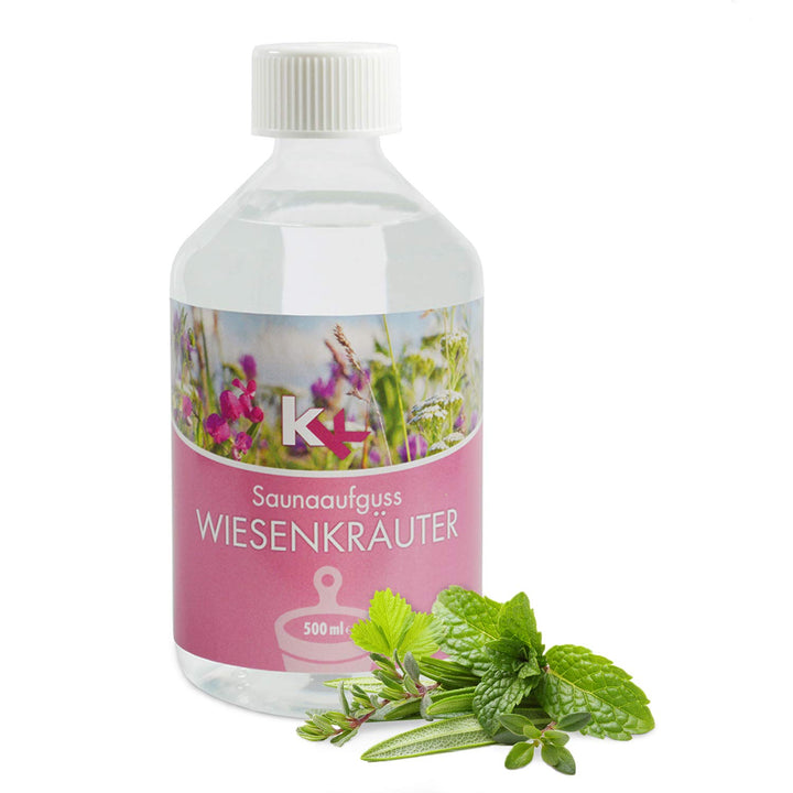 KK Sauna Aufguss Konzentrate PREMIUM - Made in Germany - Duftsorte Wiesenkräuter - 500 ml Flasche -