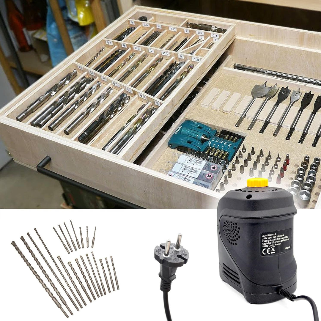 FISHTEC Elektrischer Bohrerschärfer – für Bohrer mit 3 bis 12 mm Durchmesser, Schleifstein, rutschfe