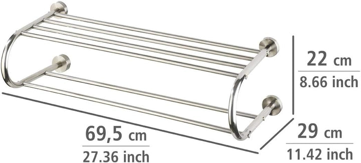 WENKO Wandregal Fastro Edelstahl, Edelstahl rostfrei, 69.5 x 22 x 29 cm, Glänzend, Silber, Fastro