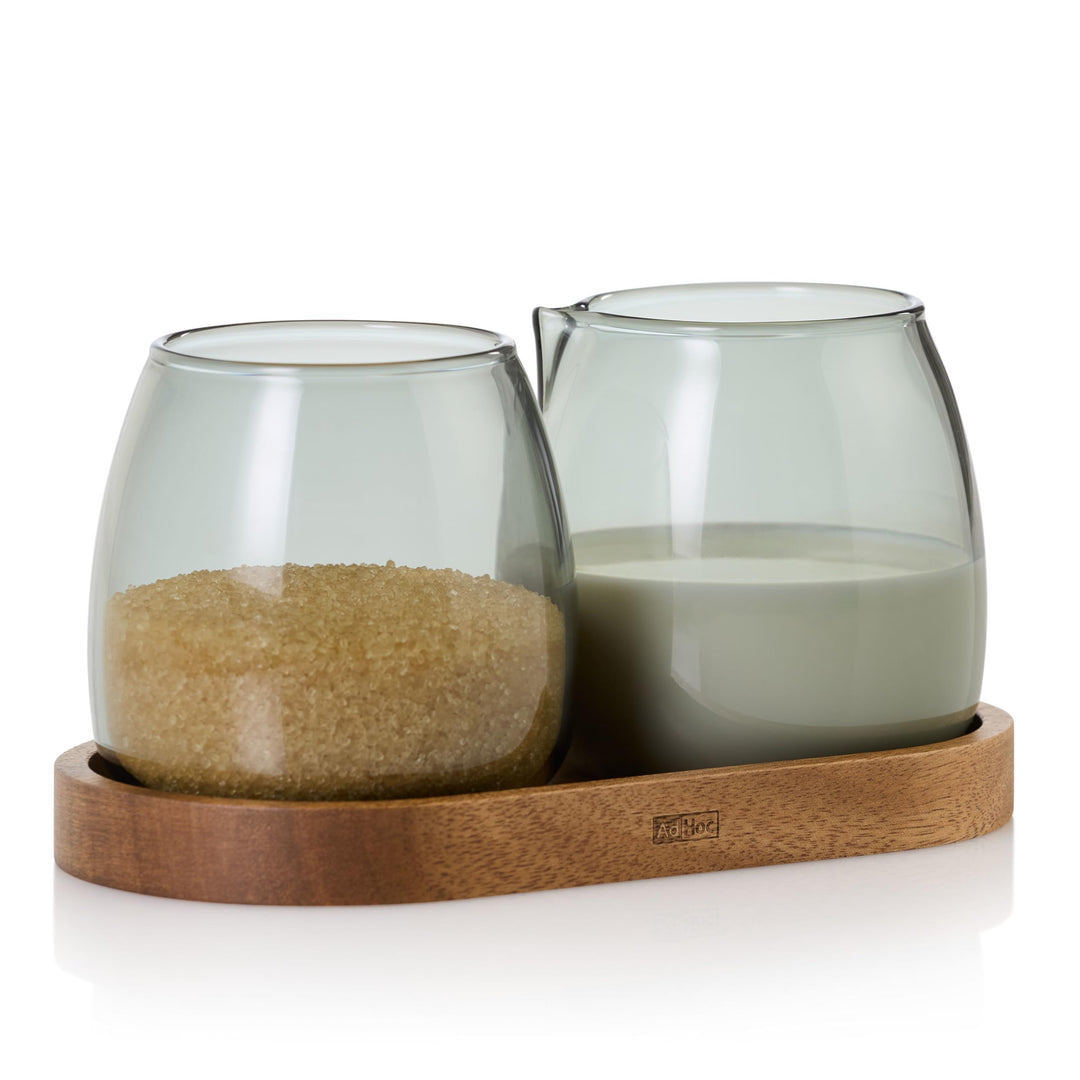 AdHoc MZ02 Set Milchkännchen und Zuckerdose mit Untersetzer YUNA | Premium Set für Tee oder Kaffee a
