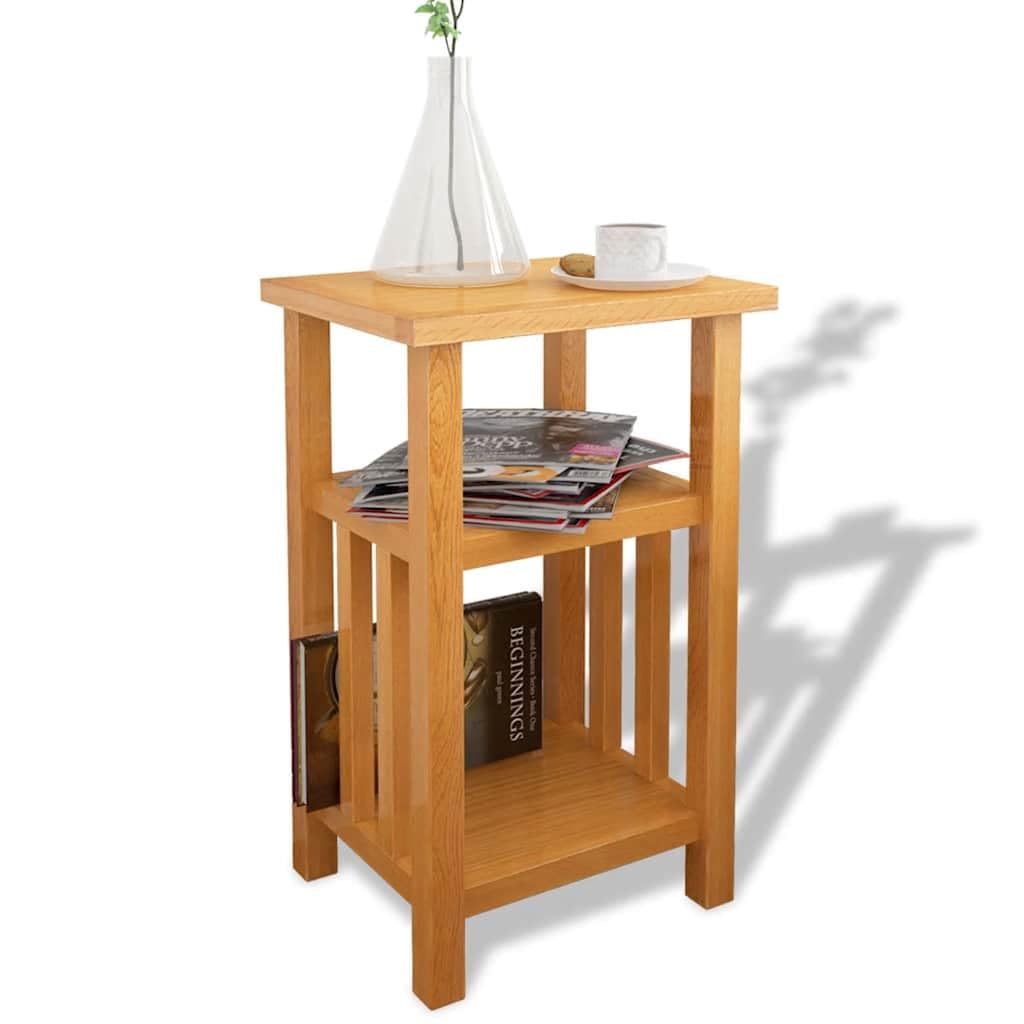 vidaXL Beistelltisch Couchtisch mit Zeitungsablage Eiche Massiv 27 x 35 x 55 cm