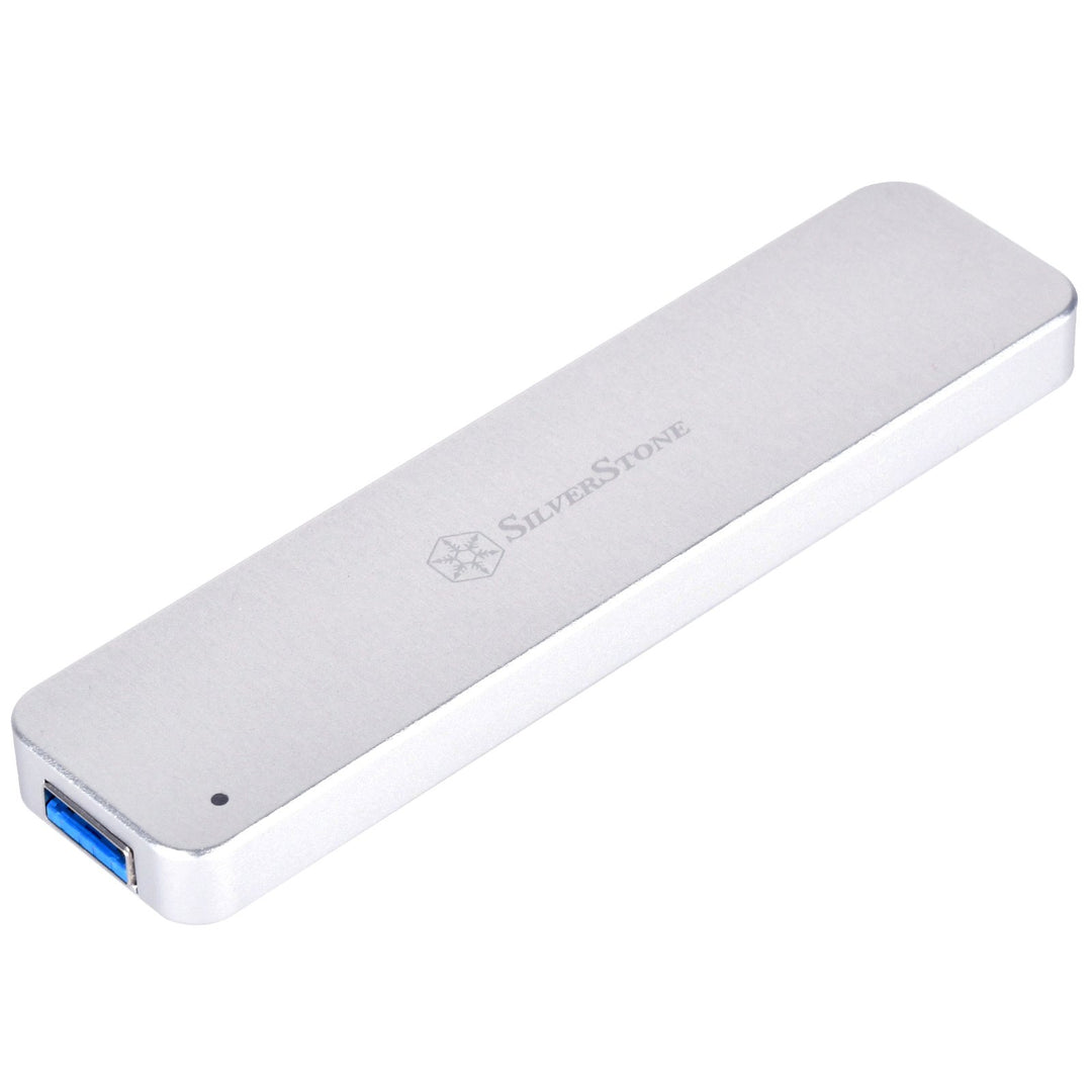SilverStone SST-MS09S - Externes SATA zu M.2 SSD-Gehäuse, USB 3.1 Gen.2, silber, SST-MS09S