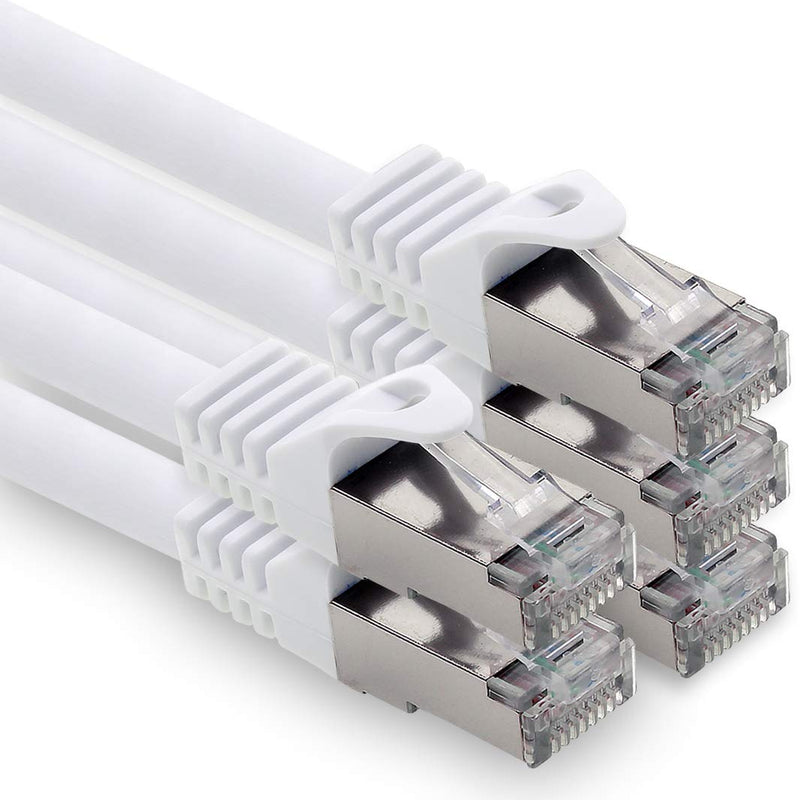 2,0m - weiss - 5 Stück CAT.7 Computer Ethernet Kabel Netzwerkkabel (Rohkabel) Patchkabel S-FTP LSZH