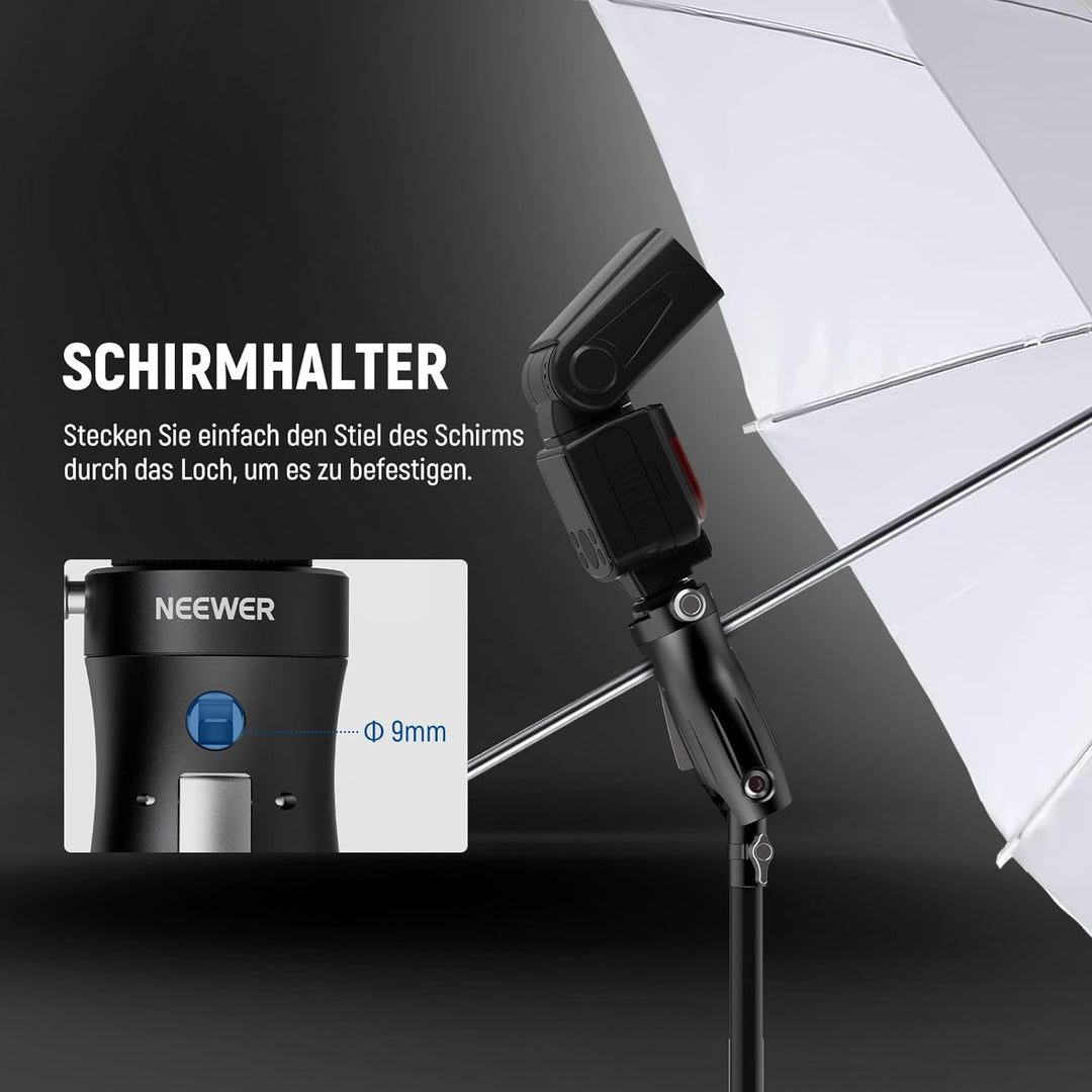 NEEWER Blitzhalterung mit Griff, Lichtstativ Blitzschuh Adapter und 1/4" Schraube, Schnelle Einr./Ve