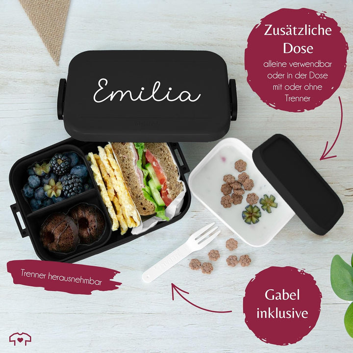 Bento Box Midi Lunchbox für Mepal Bentobox - Wunschtext - Kinder Brotdose Wunschname in Schreibschri