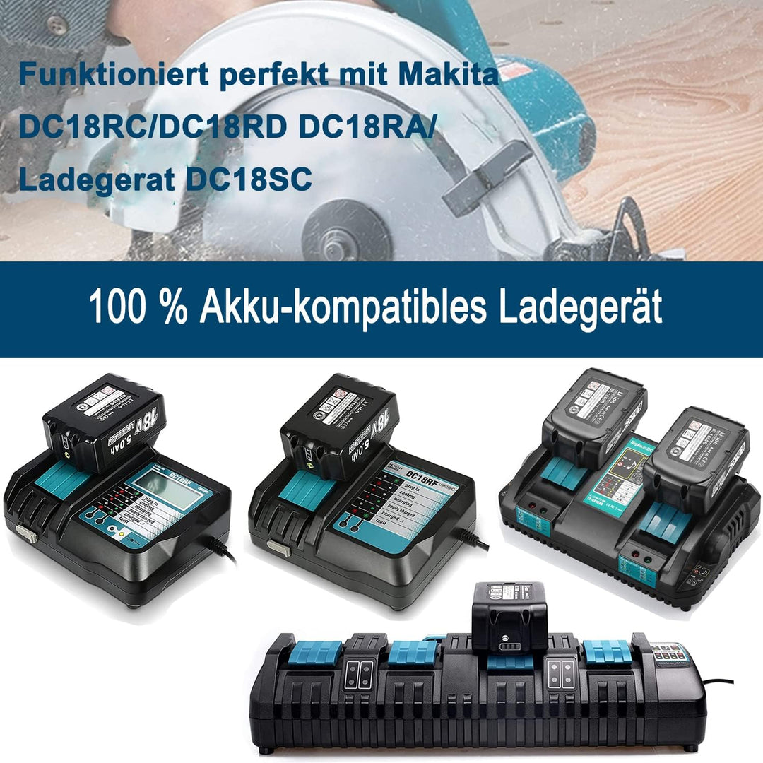 VANTTECH 2Stück 5,0 Ah Li-Ion Ersatz für Makita 18V Akku BL1850B BL1850 BL1840B BL1840 BL1830B BL183