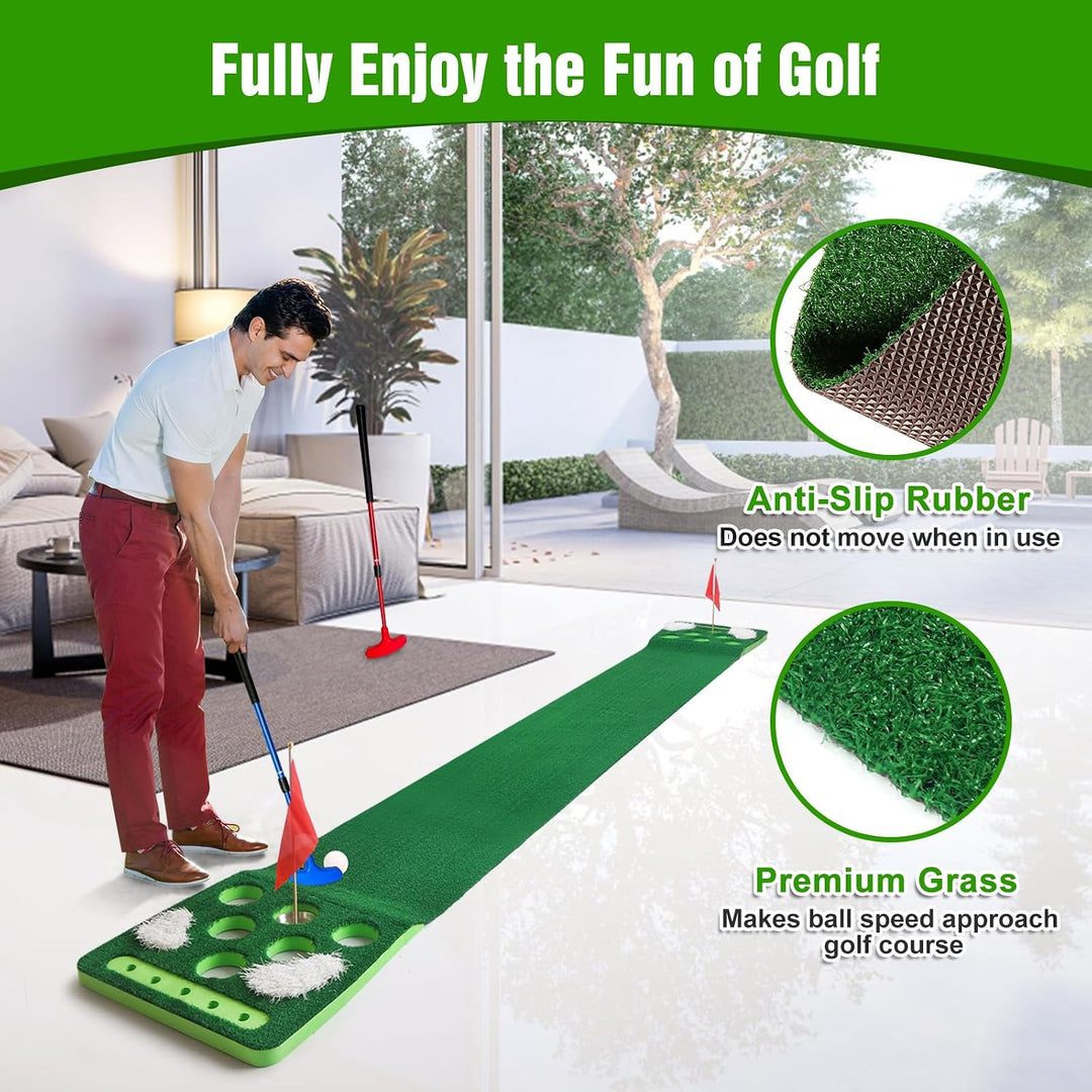 KEMLDIVS Golf-Pong-Spiel-Set, abnehmbare Golf-Pong-Putting-Matte mit 8 Golfbällen, 2 Golfbechern und