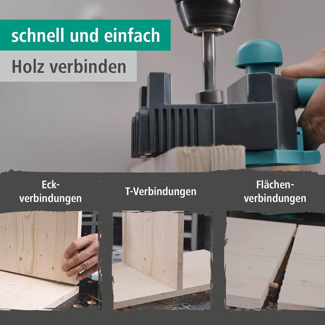 wolfcraft Meisterdübler Universal-Dübelhilfe 4640000 / Praktische Dübelhilfe für saubere Eck-, T- un