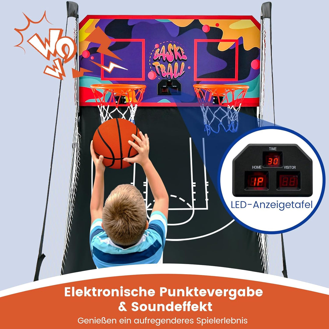 GOPLUS Basketball-Schiessmaschine, Basketballständer inkl. 4 Basketbälle und Pumpe, Basketballkorb k