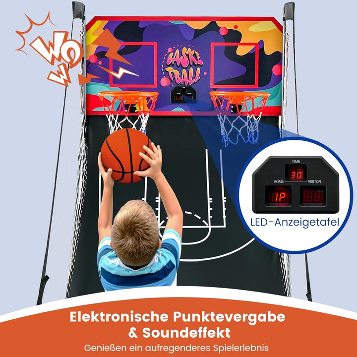 GOPLUS Basketball-Schiessmaschine, Basketballständer inkl. 4 Basketbälle und Pumpe, Basketballkorb k