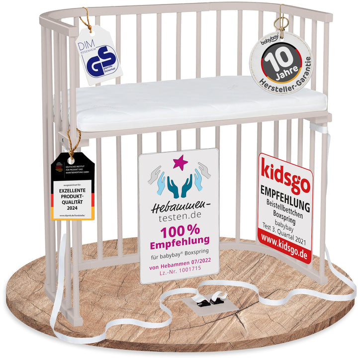 babybay Boxspring Beistellbett aus massivem Buchenholz/kompakt & verwandelbar/Kinderbett Höhe stufen