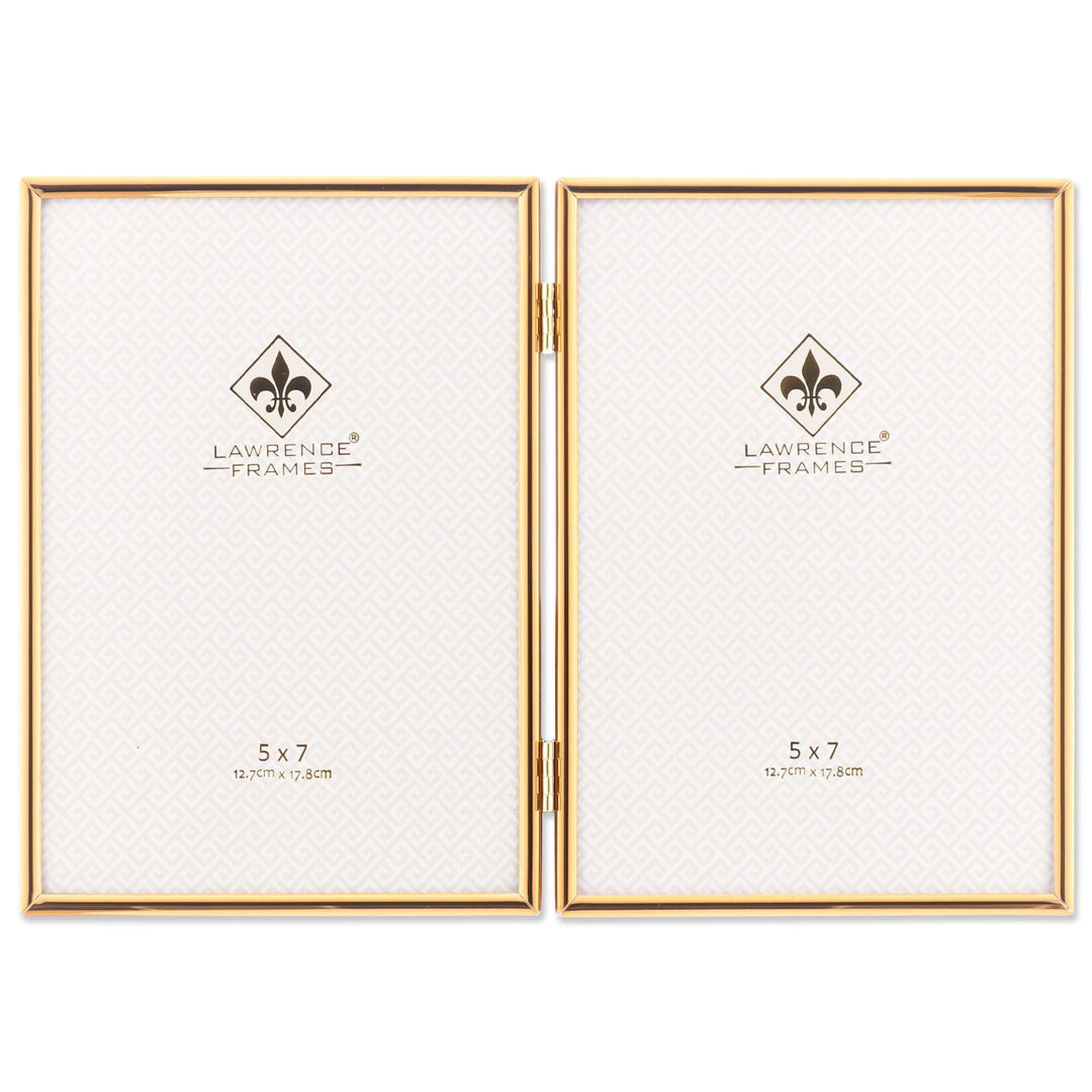 Lawrence Frames Bilderrahmen, aufklappbar, Metall, 12,7 x 17,8 cm, goldfarben 5x7 Double gold, 5x7 D