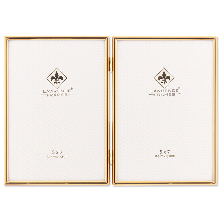 Lawrence Frames Bilderrahmen, aufklappbar, Metall, 12,7 x 17,8 cm, goldfarben 5x7 Double gold, 5x7 D