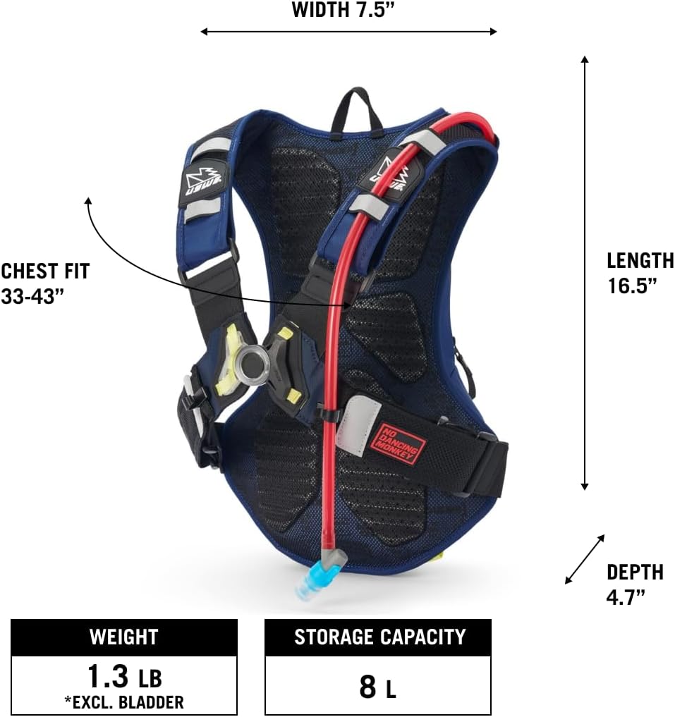 USWE Moto Hydro Hydration Pack - with Water Bladder, a High End, Bounce Free Backpack for Enduro and