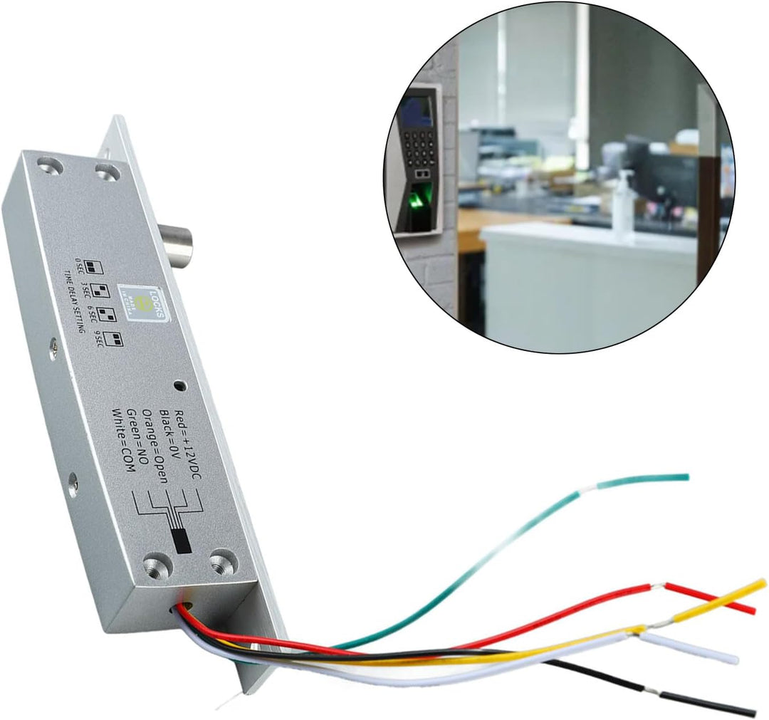 DC 12V 5 Leitungen Elektrisches Riegelschloss, Schmales Riegelriegel-Türschloss mit Zeitverzögerter