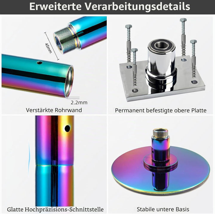 PRIOR FITNESS Permanente Tanzstange mit Fester Platte Tanzstange für Zuhause Tanzstange mit Deckenha