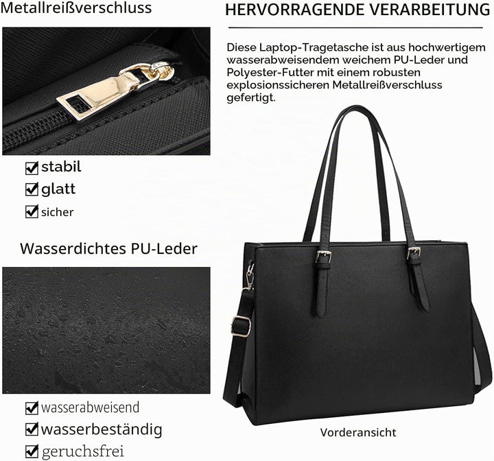 NUBILY Handtasche Shopper Damen Grosse Schwarz Handtasche Leder Umhängetasche Arbeitstasche Gross La