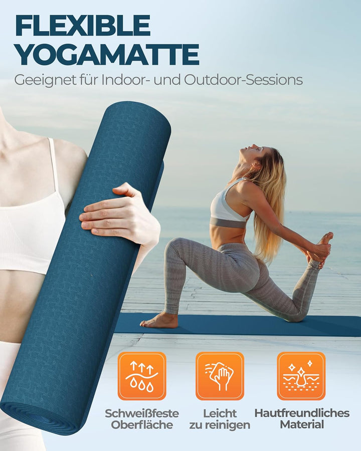 Fitleap Yoga-Matte Pro aus umweltfreundlichem TPE-Schaum. Sehr rutschfeste, schadstofffreie, hypoall