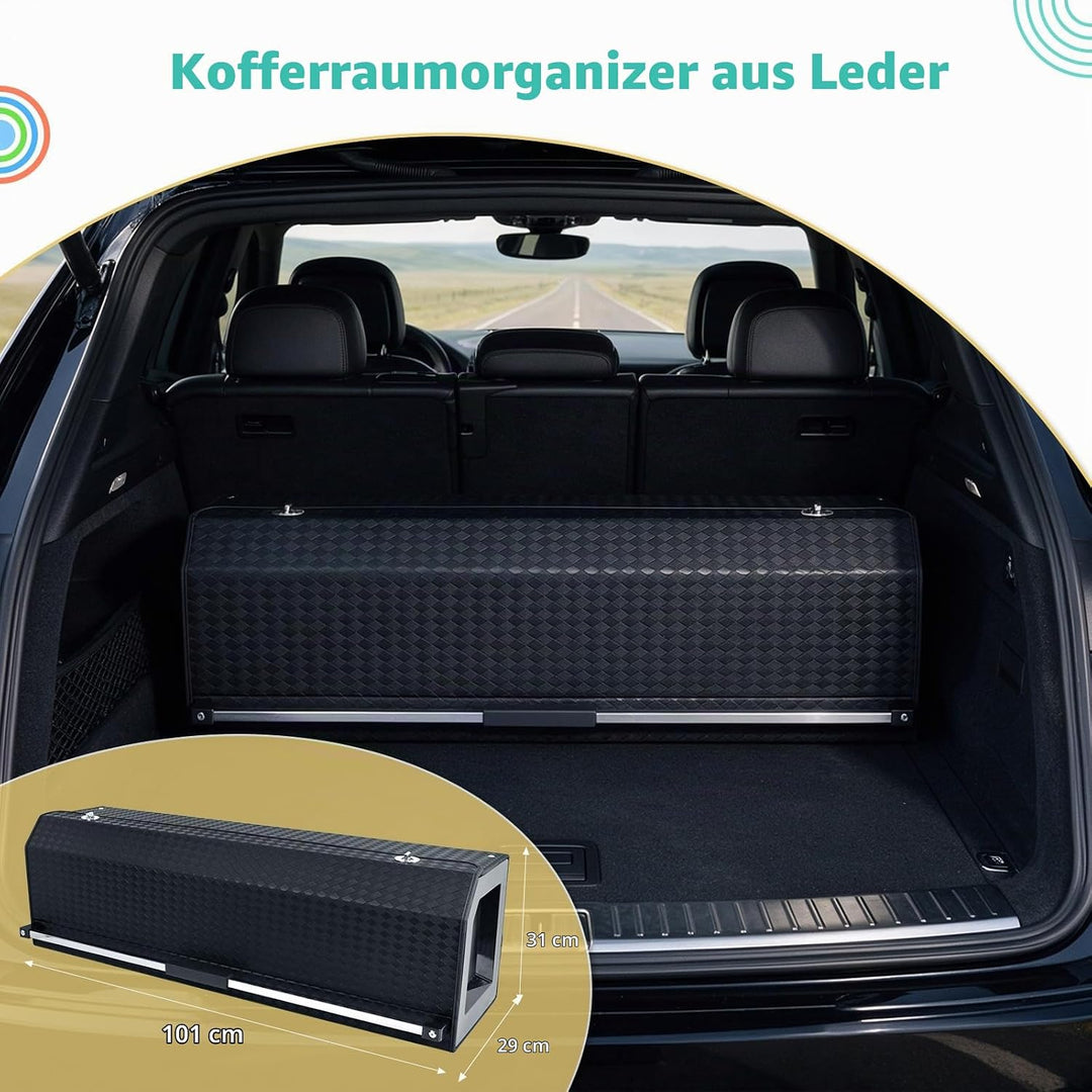 Auto Kofferraum Organizer mit Deckel Tragbarer Push-Pull-Griff 101*29*31cm, 101*29*31cm
