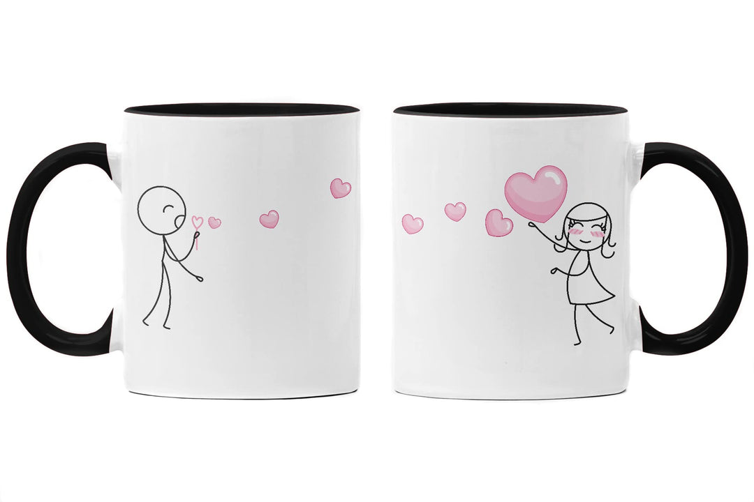 Trendation - Partner Tassen Set Geschenk für Sie Ihn Fernbeziehung Freundin Freund Valentinstag Lieb