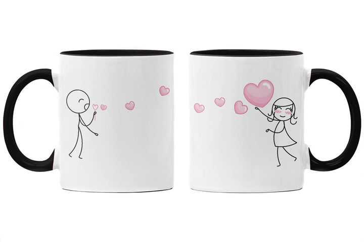 Trendation - Partner Tassen Set Geschenk für Sie Ihn Fernbeziehung Freundin Freund Valentinstag Lieb