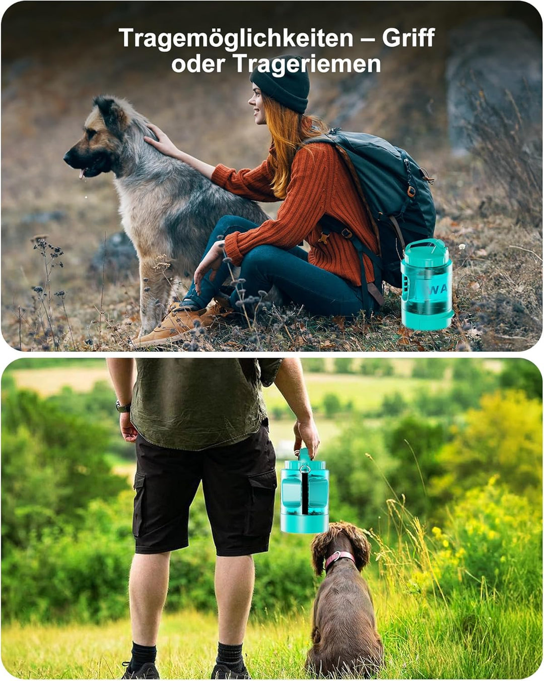 lesotc 2200 ml Trinkflasche für Hunde, Tragbare XXL extra grosse Hundetrinkflasche für unterwegs – C