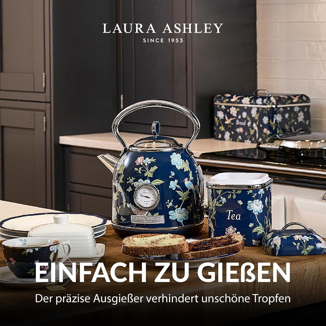 Laura Ashley Elveden Navy Kabelloser Elektrischer Wasserkocher von VQ. Edelstahl-Wasserkocher 1.7 Li