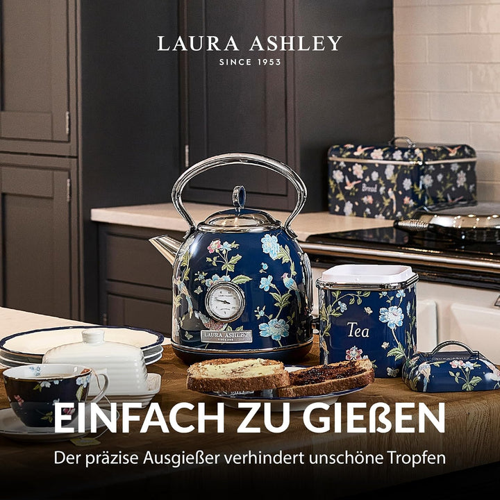 Laura Ashley Elveden Navy Kabelloser Elektrischer Wasserkocher von VQ. Edelstahl-Wasserkocher 1.7 Li