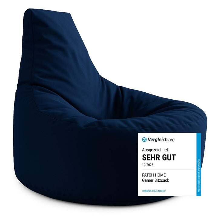 PATCH HOME Gamer Kissen & Lounge Sitzsack – befüllbar mit Reissverschluss, gefüllt mit Styropor, gee