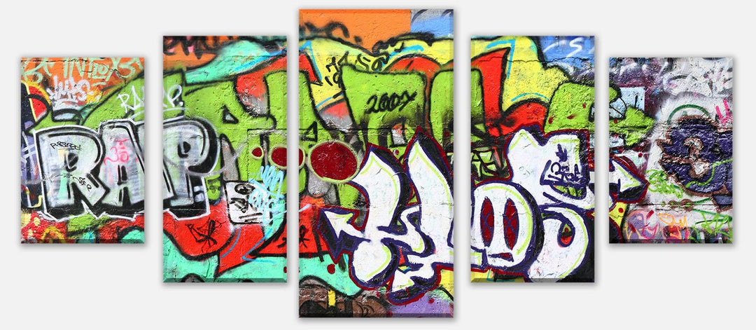 wandmotiv24 Leinwandbild Graffiti 2 Variante 4-200 x 90cm Bilder auf Leinwand, Wandbild M0026 Varian