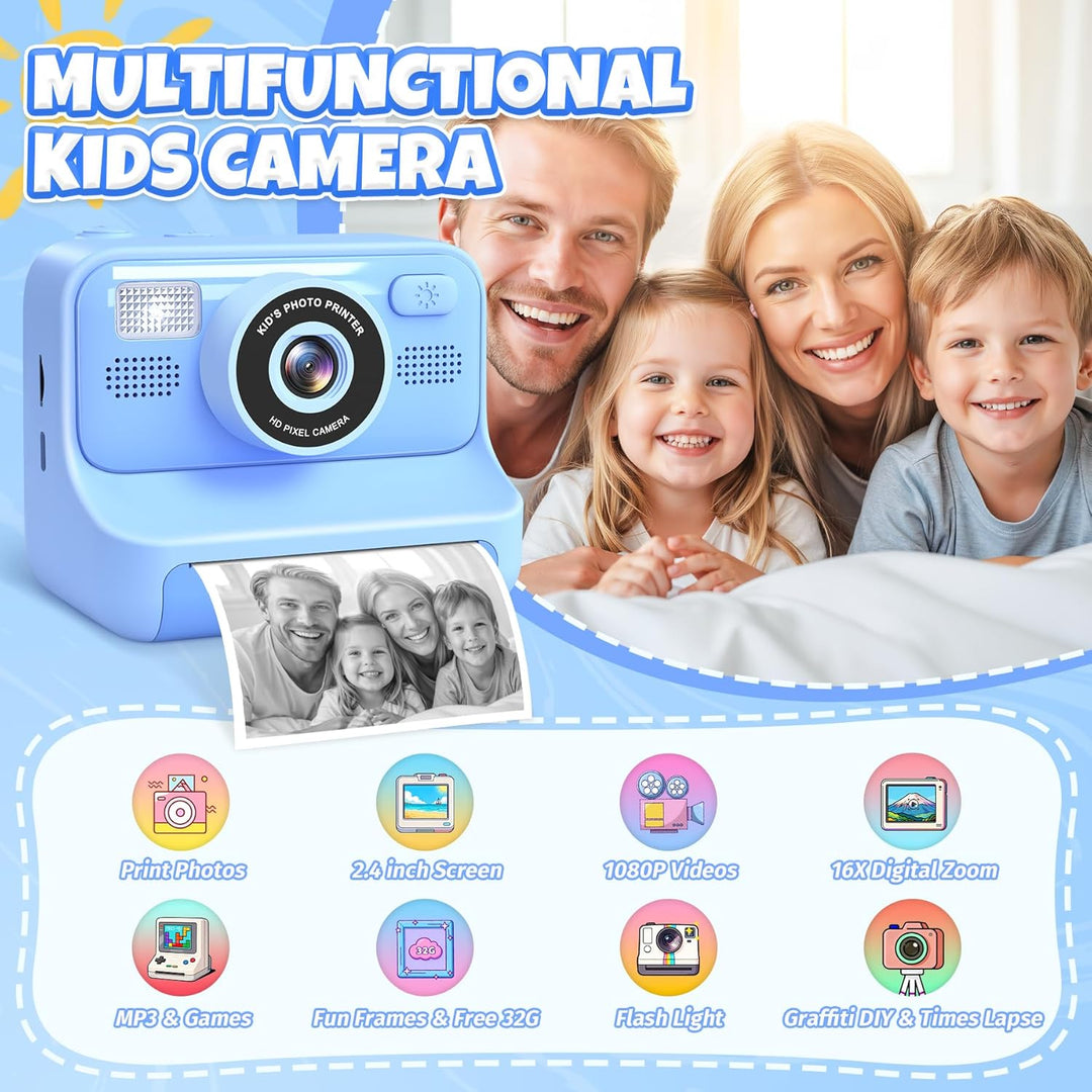 Gontence Kinderkamera, Digitalkamera Kinder, 2" Bildschirm Kinder Kamera SD Karte 32GB | 1080P HD Vi