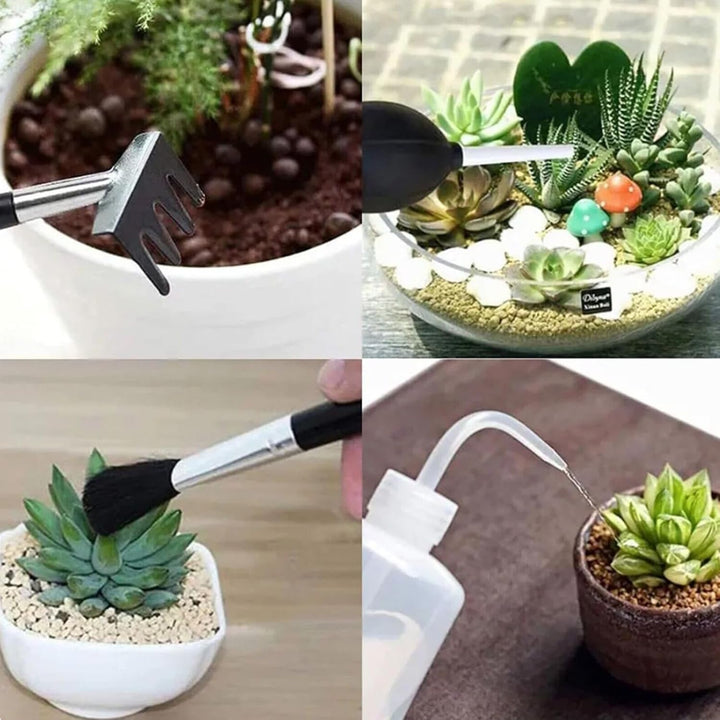 Gartenwerkzeug Set, 13 Stück Mini Pflanzen Werkzeug Set, Sukkulenten-Werkzeuge Bonsai Werkzeug Set f