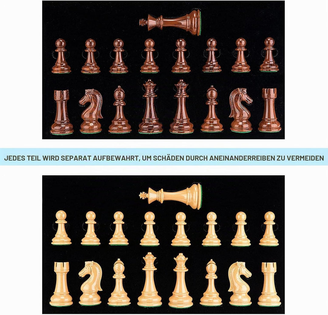 AMEROUS Schachfiguren mit hohem Polymer-Gewicht, mit 10,6 cm grossem King – 2 extra Queens – Geschen