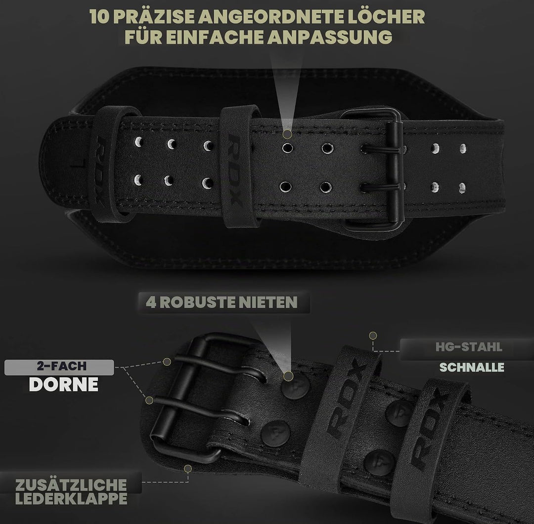 RDX Gewichthebergürtel Leder 4” und 6”, 10 Verstellbar Löcher Trainingsgürtel Schnalle, Powerlifitin