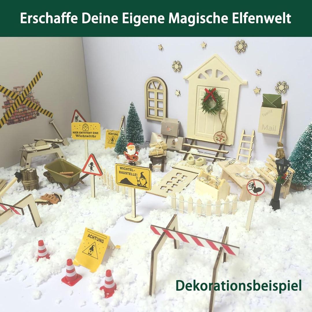 XSYKJGS Wichteltür Set, 86 Stück Wichtel Zubehör Baustelle Set, Wichteltür Zubehör Weihnachten Kompl