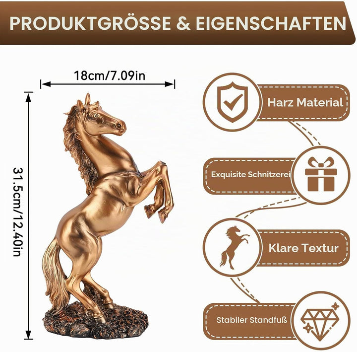 HERCHR Pferd Deko, Deko Statue Pferd, Deko Skulptur Modern, Stehendes Pferd Harz Statue für Home Dec