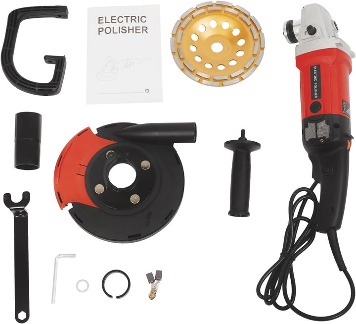 Betonschleifer Set Trockenbauschleifer mit 6 Geschwindigkeiten,Ø 180mm Diamantschleiftopf,Dustless W