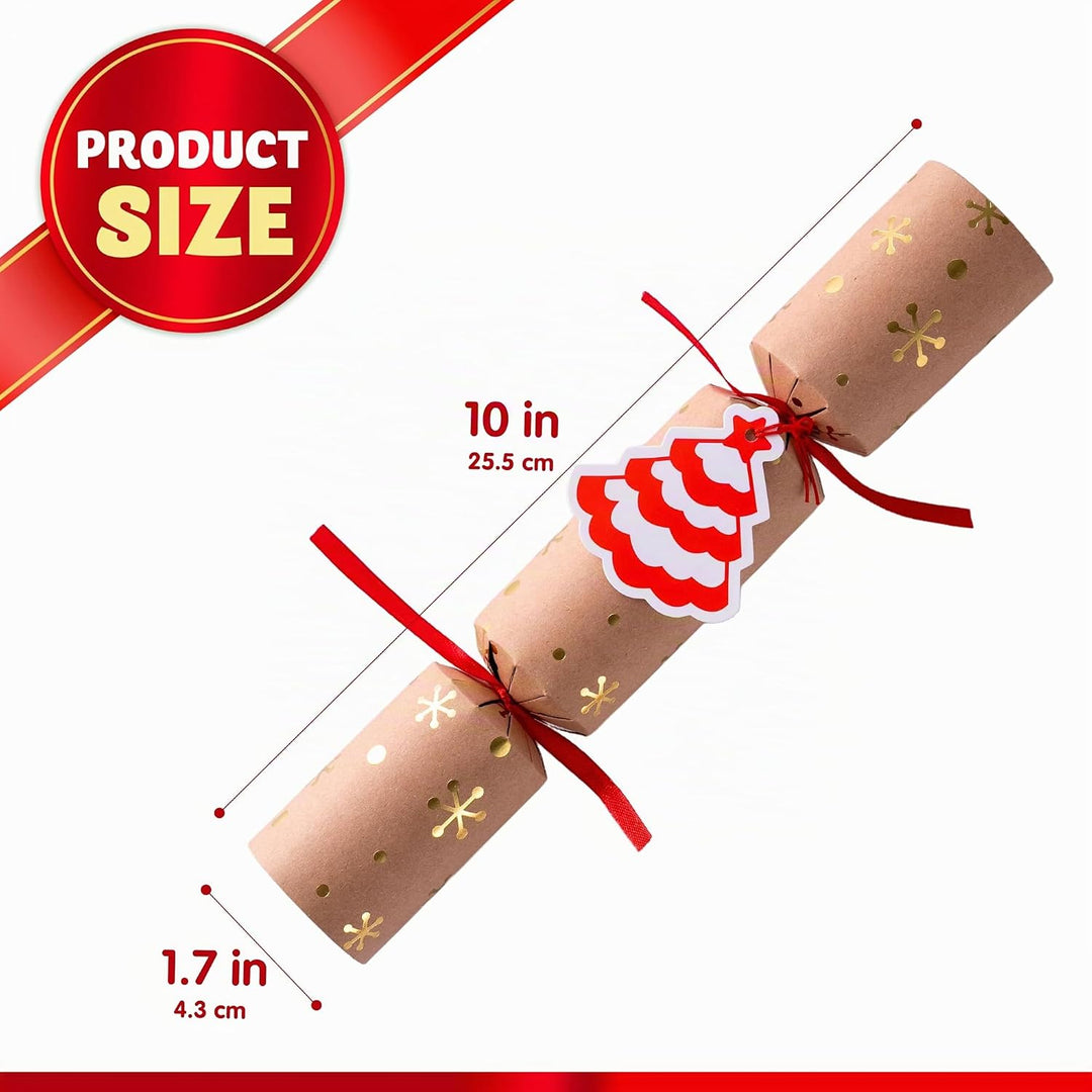 JOYIN 8 Stück 25,4 cm Knallbonbons für Weihnachten mit klassischem Design, mit Partyhut, Witz und kl